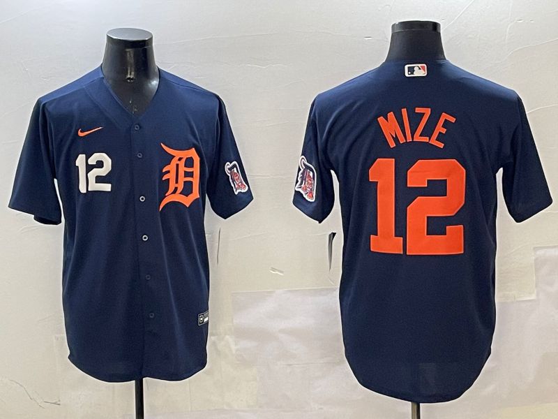 Men Detroit Tigers #12 Mize Drak Blue Game 2025 Nike MLB Jersey style 4